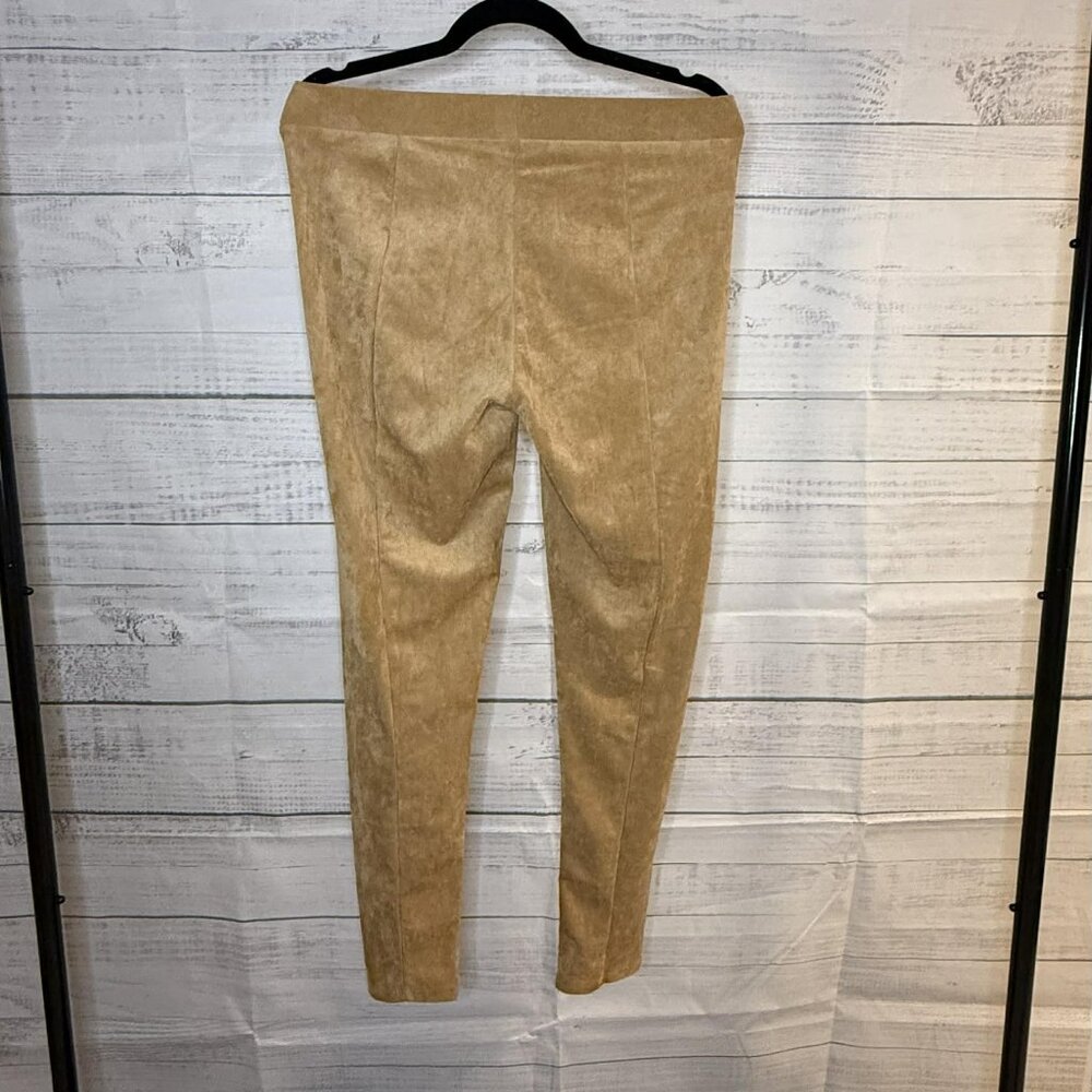 NWOT Faux Suede Khaki Leggings - Picture 3 of 4